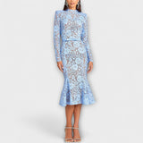 Freya - Vestido midi elegante de encaje floral