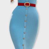 Sina - Vestidos ajustados a rayas en azul pastel con estilo