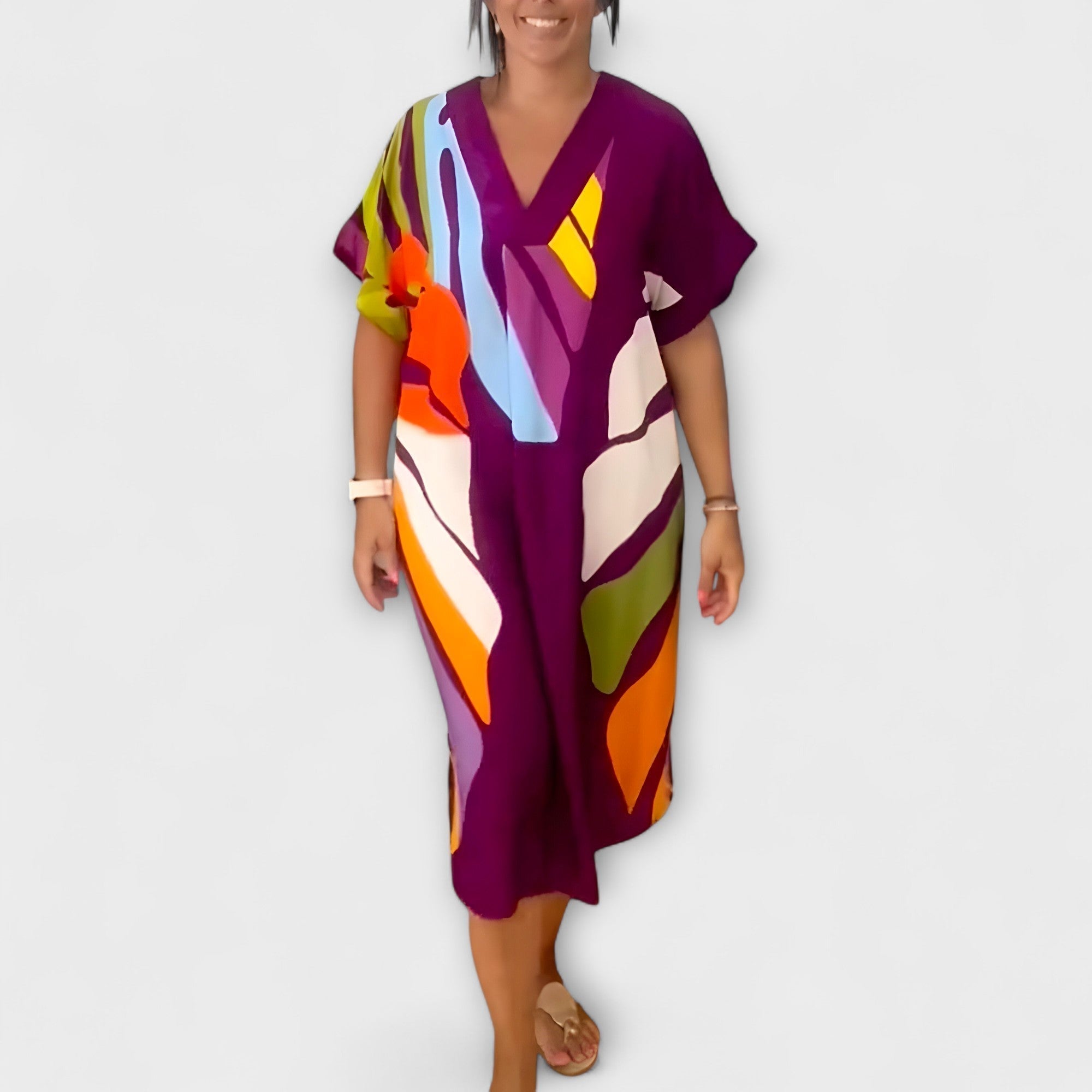 Roos - vestidos casuales con estampados de hojas pintadas
