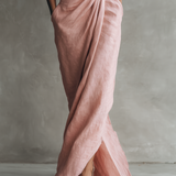 Vestido Maxi de Lino Rosa con Escote en V