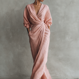 Vestido Maxi de Lino Rosa con Escote en V