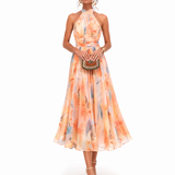 Aurora™ | Vestido con escote halter y estampado en acuarela