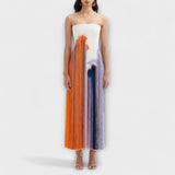 Verano - Vestido elegante con bloques de color y flecos de moda