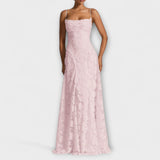 Emberly - vestido maxi elegante de tejido jacquard