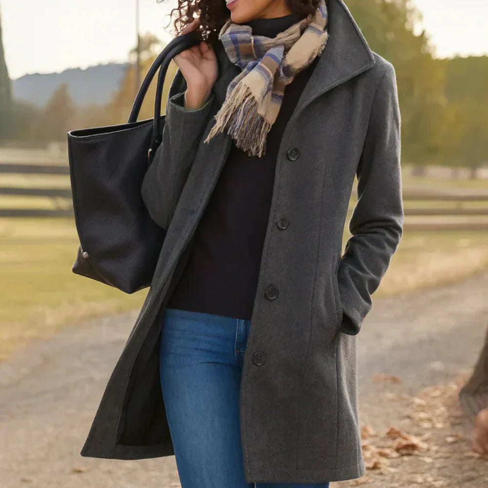 Abrigo largo de corte clásico para mujeres | Ideal para la temporada fría y salidas diarias