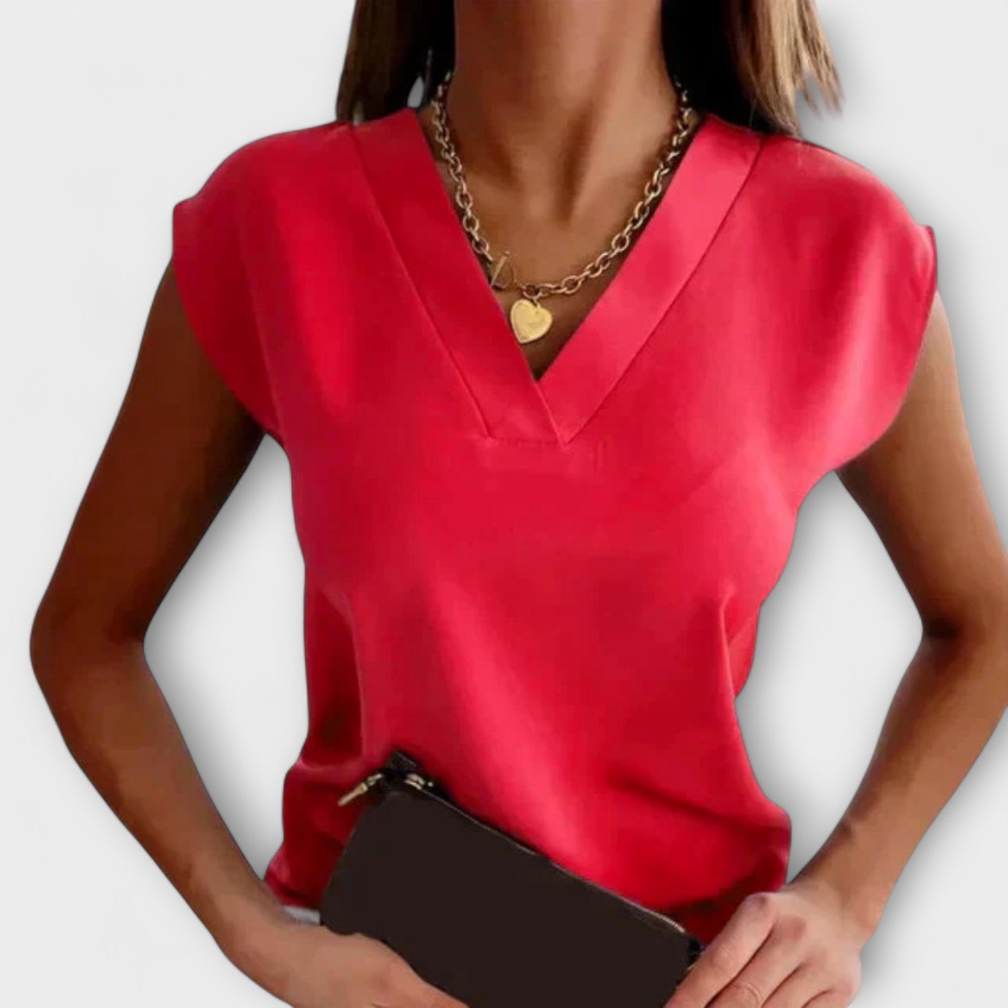 Top de verano para mujer con escote en V y mangas holgadas.