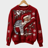 suéter navideño con un gato