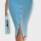 Sina - Vestidos ajustados a rayas en azul pastel con estilo
