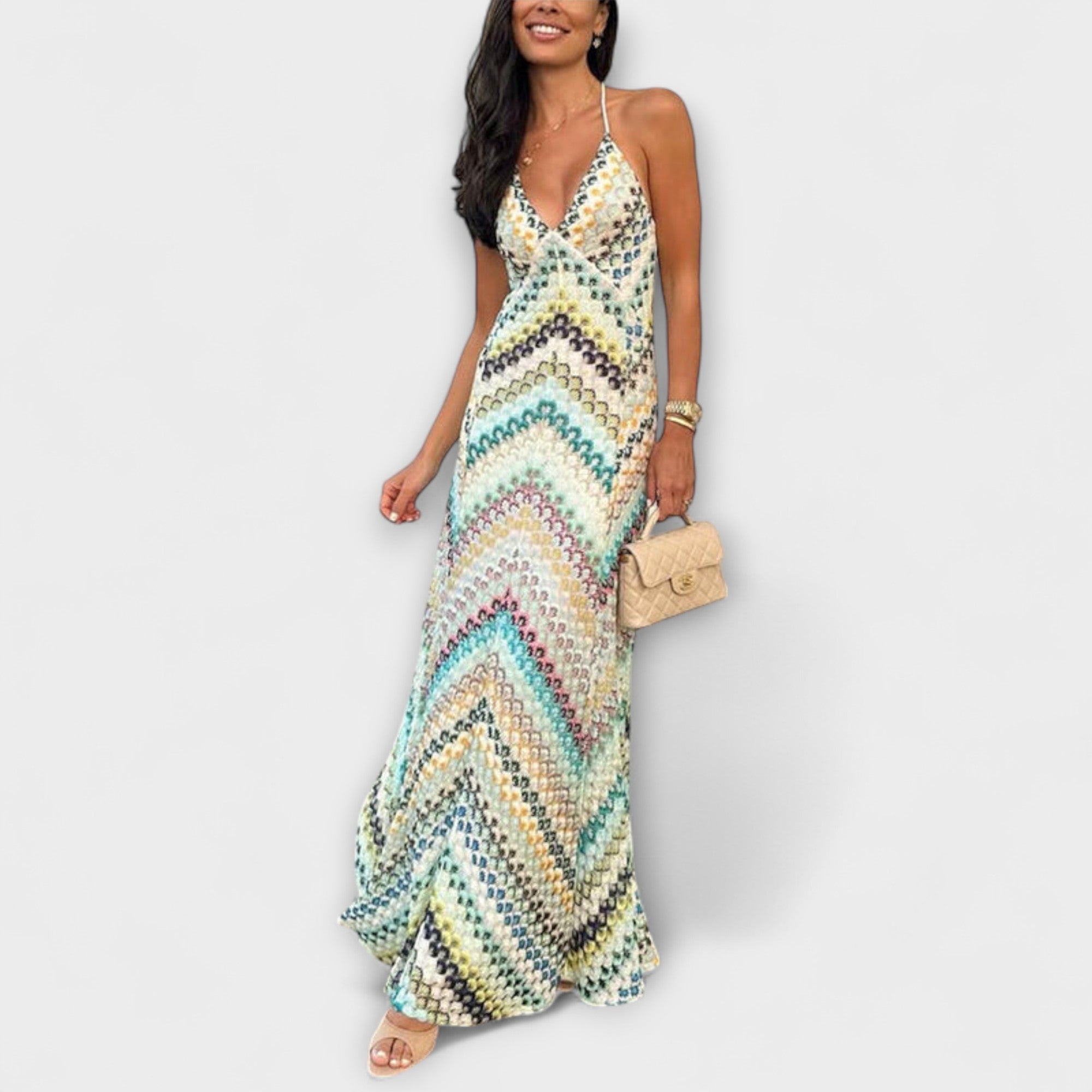 Remi - Vestido maxi con patrón de espiga multicolor de Missoni