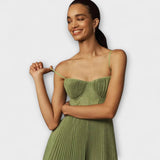 Marilyn - Vestido midi con bustier y falda fruncida