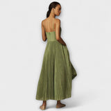 Marilyn - Vestido midi con bustier y falda fruncida