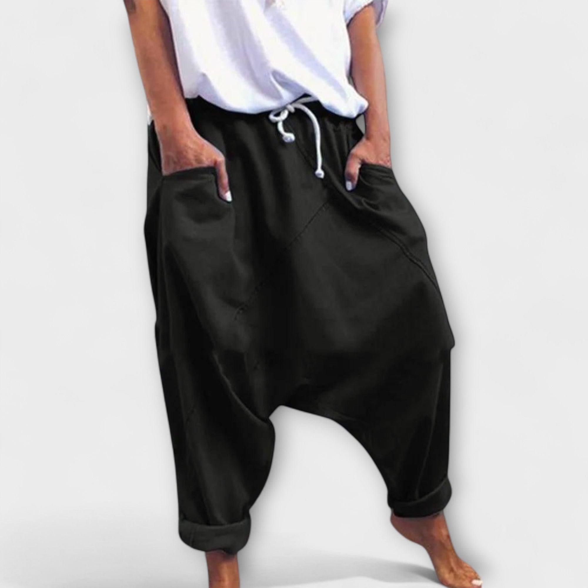 Hara - pantalones harem holgados con cordón