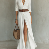 Vestido largo de lino blanco