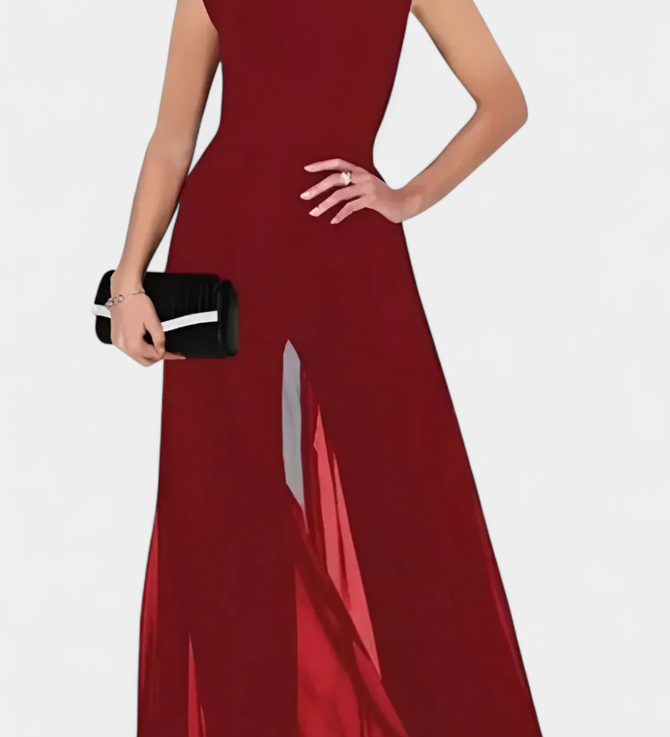Nadia Mono Elegante sin Mangas con Transparencia Frontal