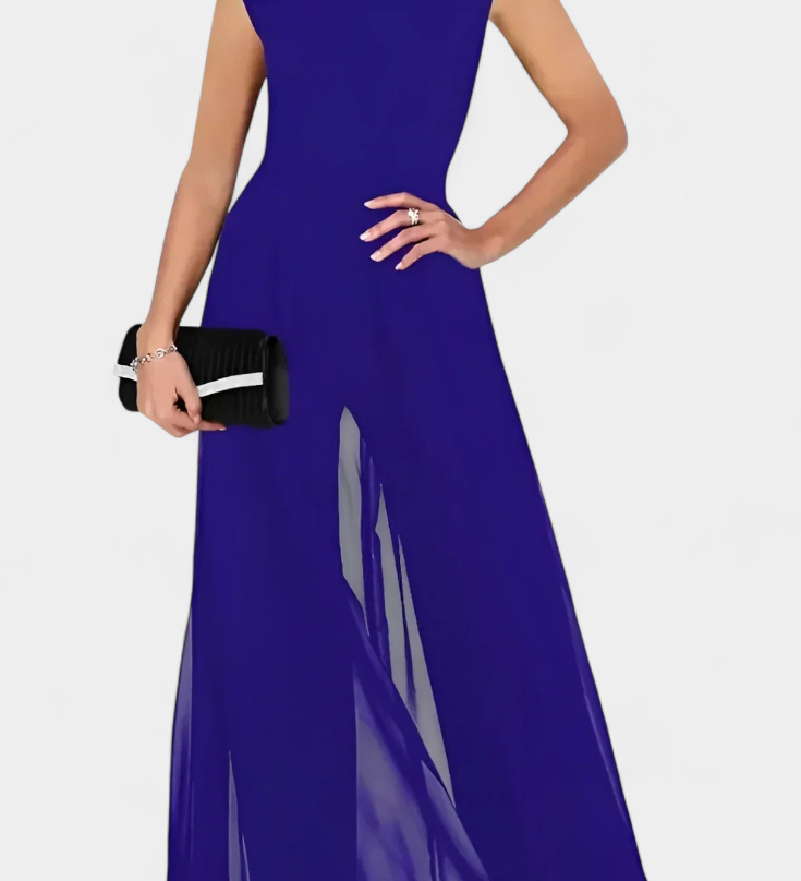 Nadia Mono Elegante sin Mangas con Transparencia Frontal