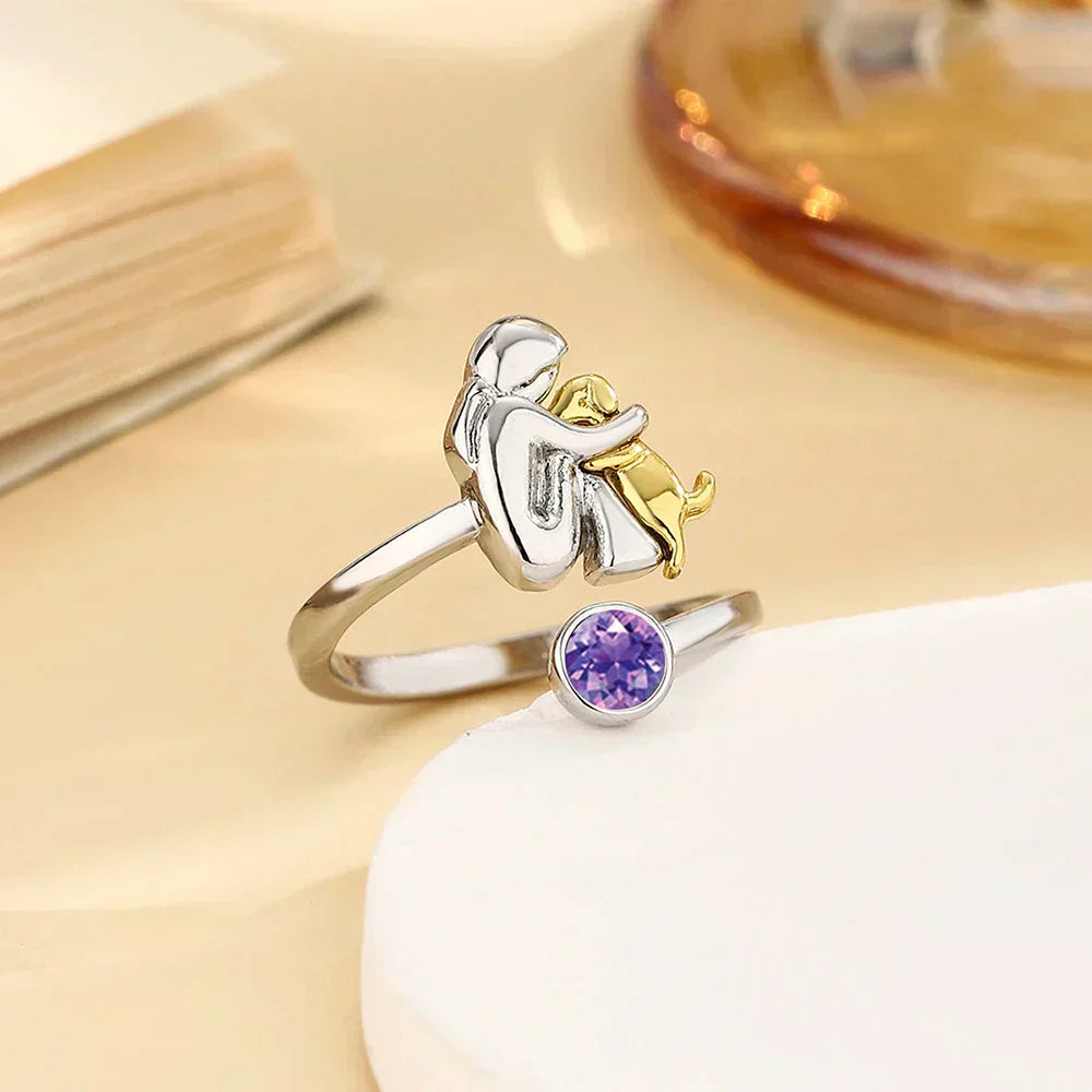 Nela™ | Anillo con colgante de perro