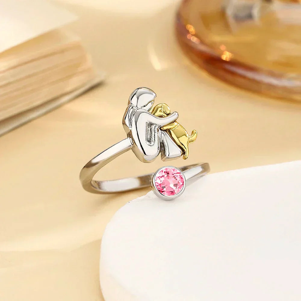 Nela™ | Anillo con colgante de perro