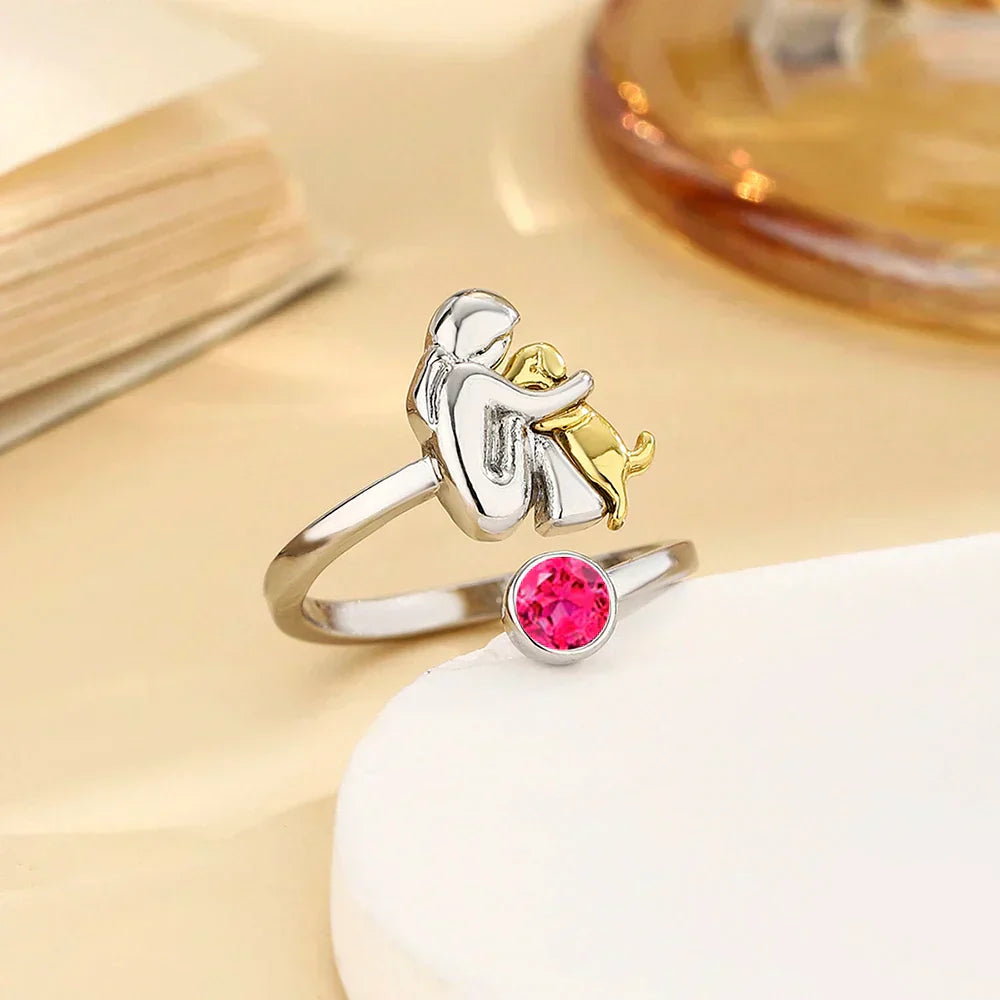Nela™ | Anillo con colgante de perro