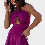 Jessica Mono Halter Cruzado sin Espalda y Pierna Ancha