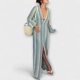 Elina – Vestido maxi con escote en V y un toque de vacaciones