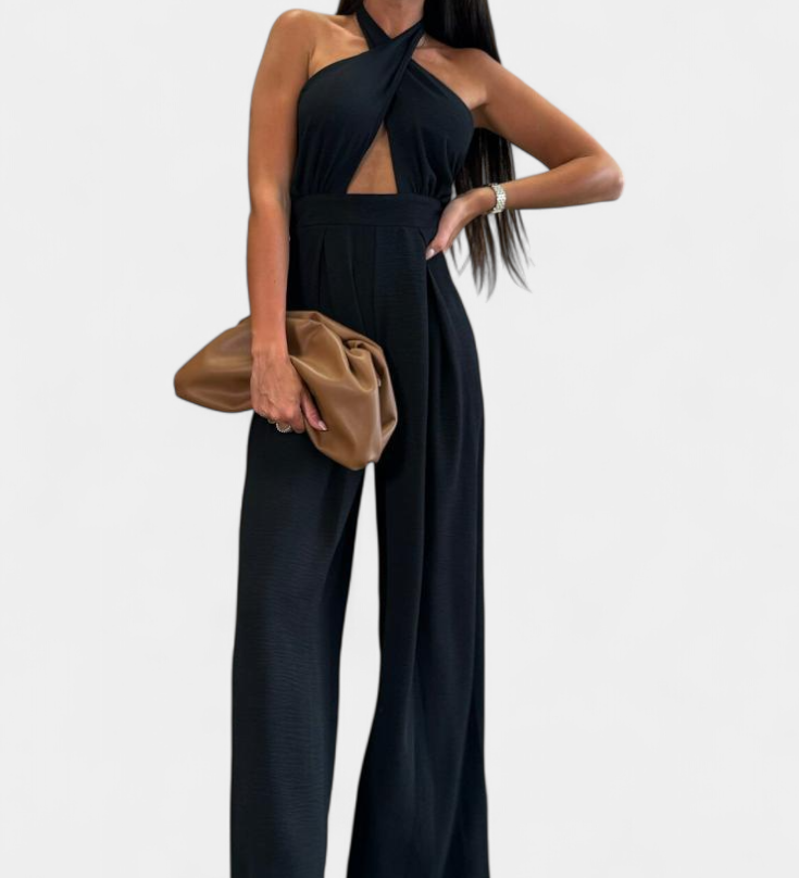 Jessica Mono Halter Cruzado sin Espalda y Pierna Ancha