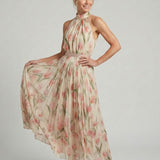 Martina™ | Vestido midi con escote halter floral