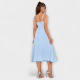 Upanje - vestido rosa con detalle de abertura