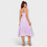 Upanje - vestido rosa con detalle de abertura