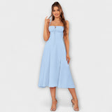 Upanje - vestido rosa con detalle de abertura