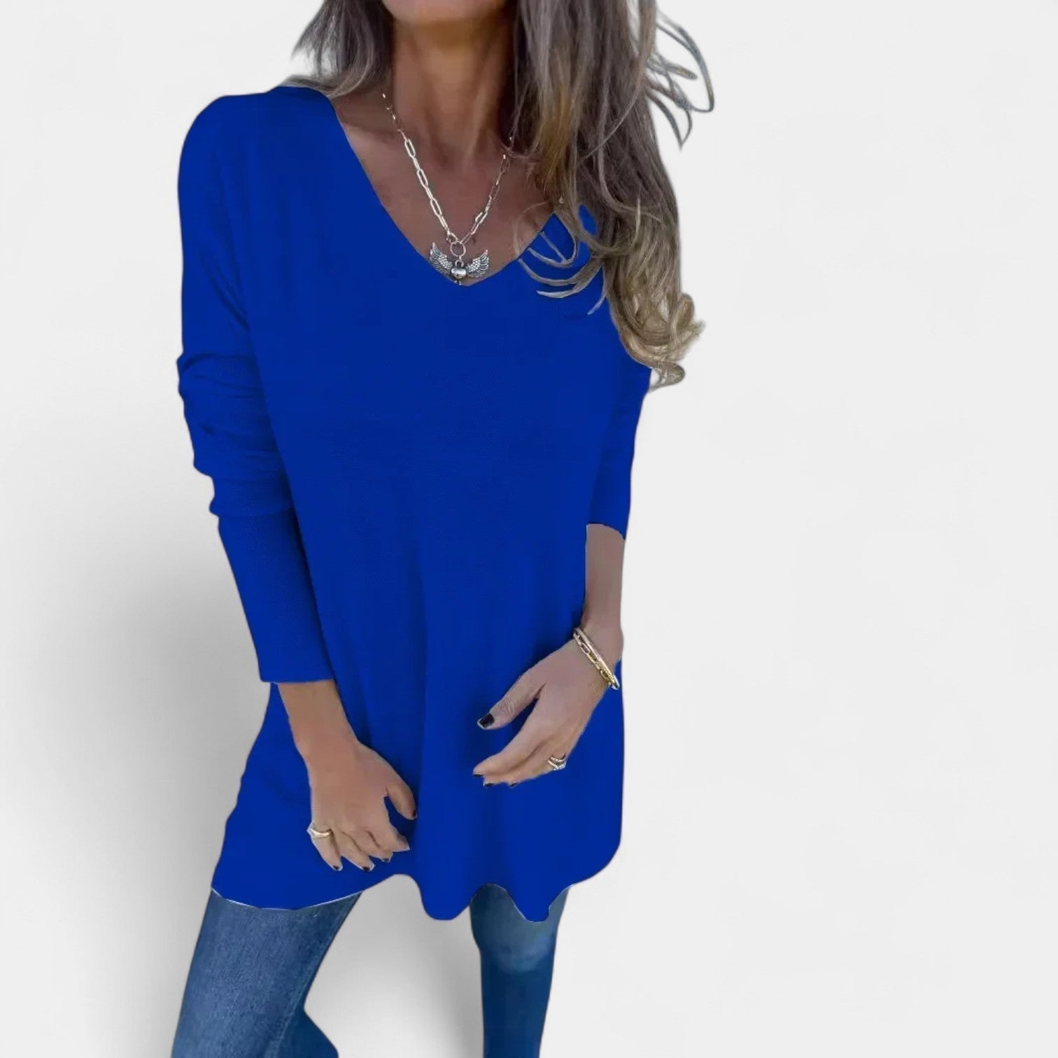 Leontina – túnica tejida holgada con escote en V