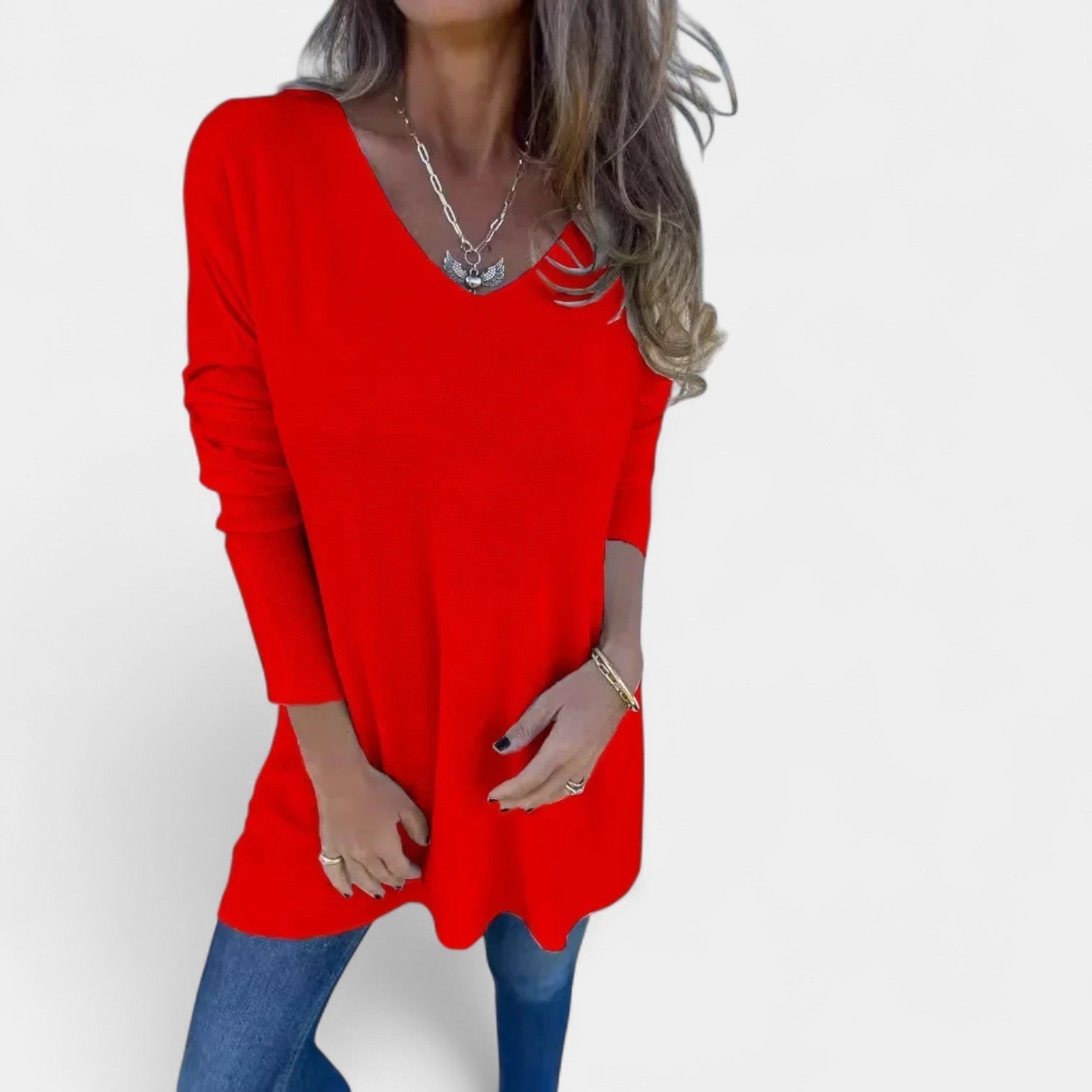 Leontina – túnica tejida holgada con escote en V