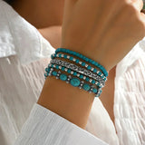 Set de pulseras boho con cuentas turquesas