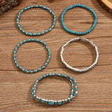 Set de pulseras boho con cuentas turquesas