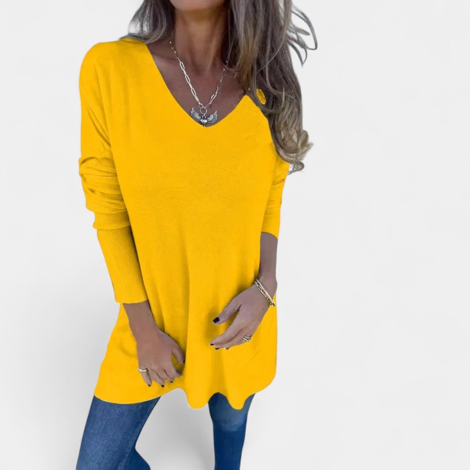 Leontina – túnica tejida holgada con escote en V
