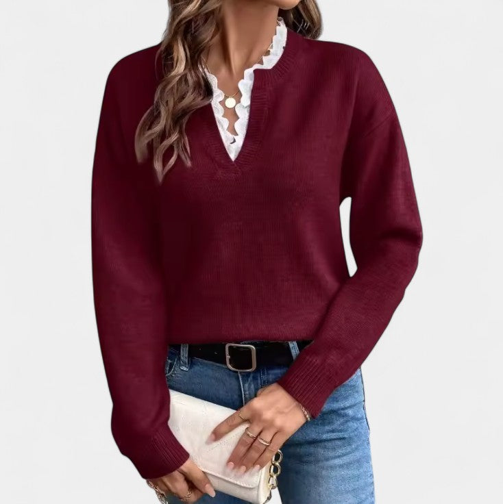 Anne – blusa elegante con ribete de encaje