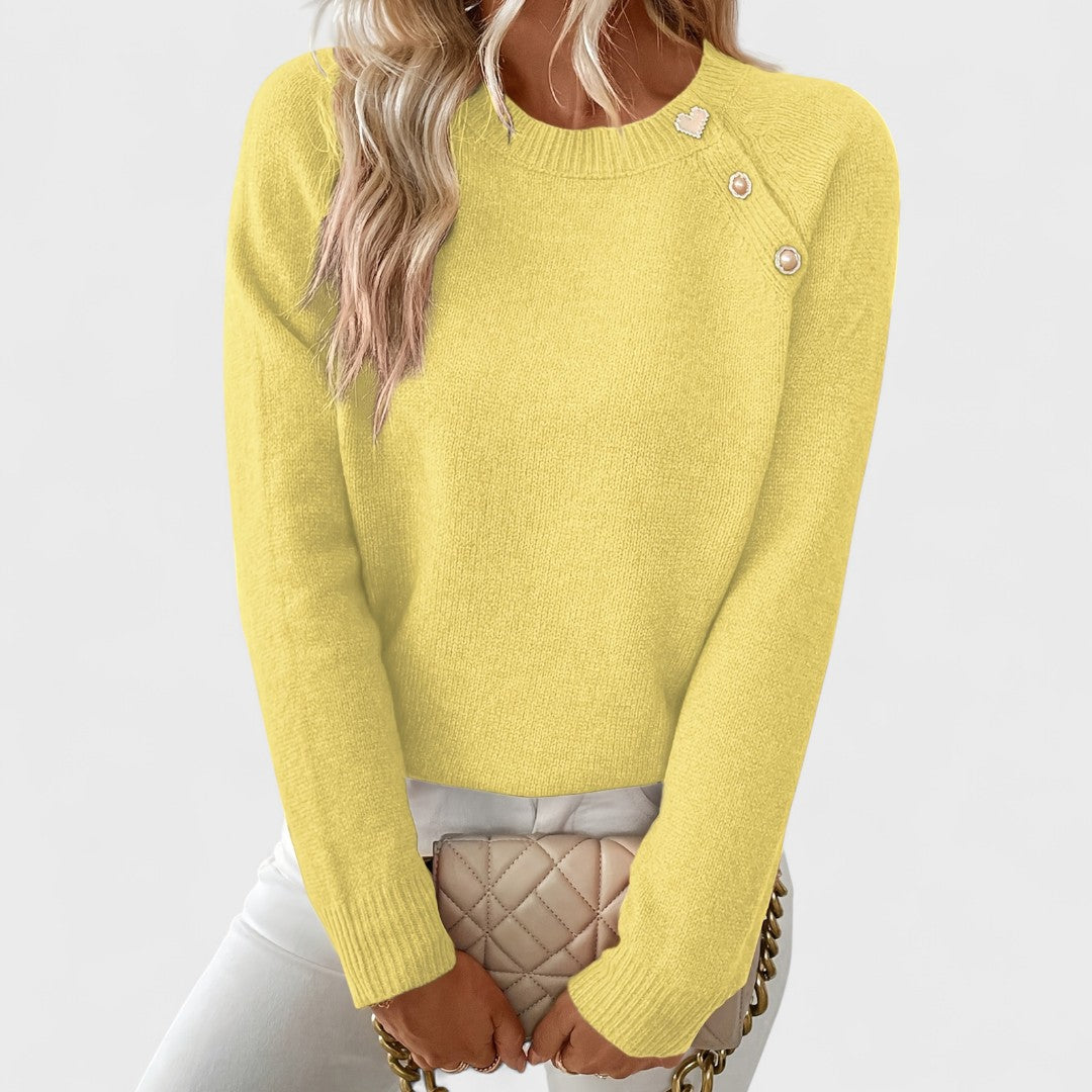 Klara – suéter para mujer con botones en el hombro