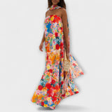 Harlow - Vestido maxi con estampado floral y hombros descubiertos