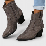 Berenice Botas Elegantes con Patchwork y Cremallera Lateral
