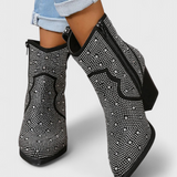 Berenice Botas Elegantes con Patchwork y Cremallera Lateral