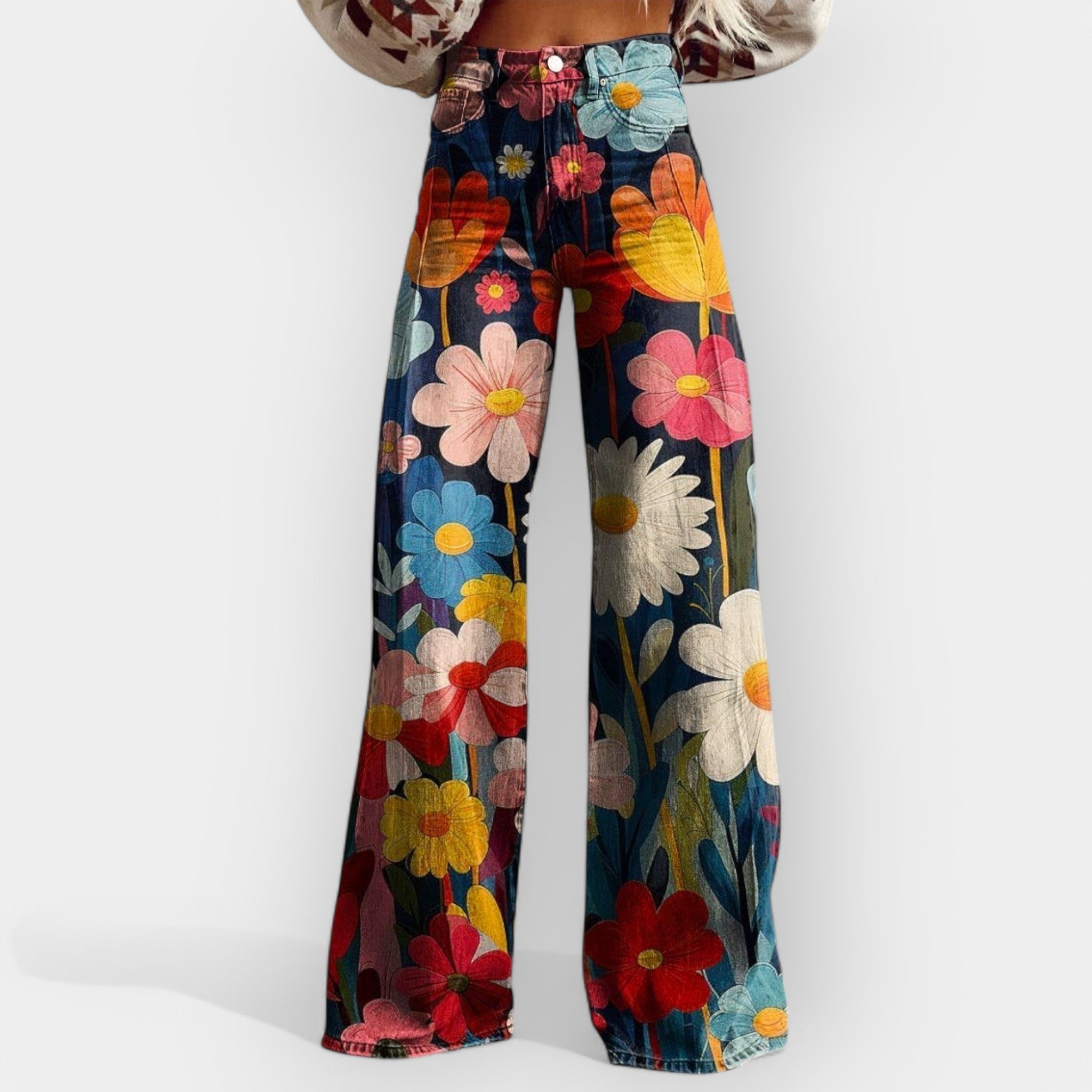 Laura - pantalones abotonados de pierna ancha