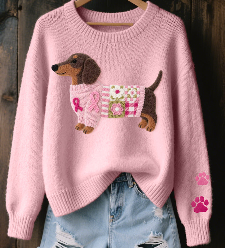 Naomi – suéter de lana con un motivo de dachshund en fieltro