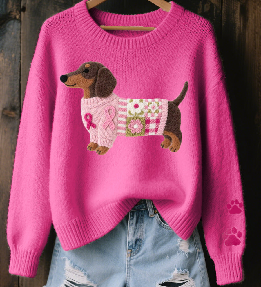 Naomi – suéter de lana con un motivo de dachshund en fieltro