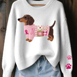Naomi – suéter de lana con un motivo de dachshund en fieltro