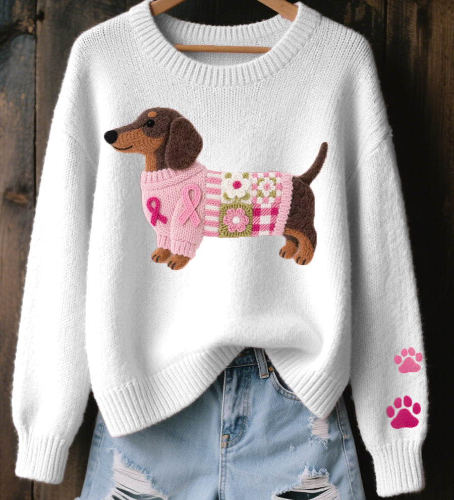 Naomi – suéter de lana con un motivo de dachshund en fieltro