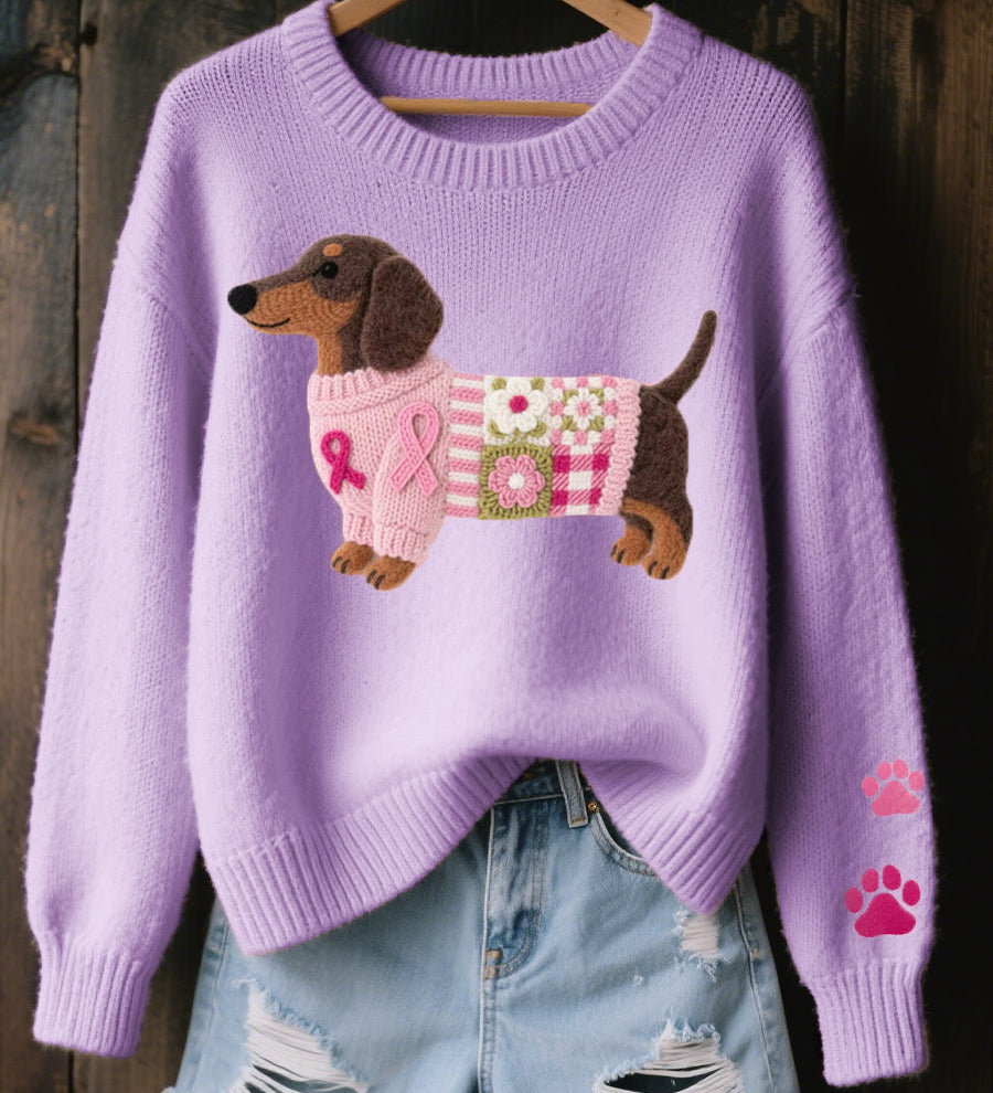 Naomi – suéter de lana con un motivo de dachshund en fieltro