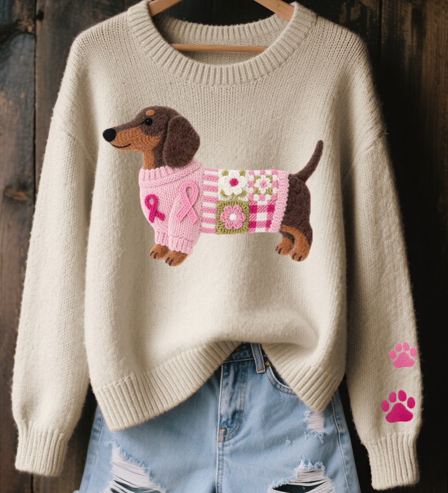 Naomi – suéter de lana con un motivo de dachshund en fieltro